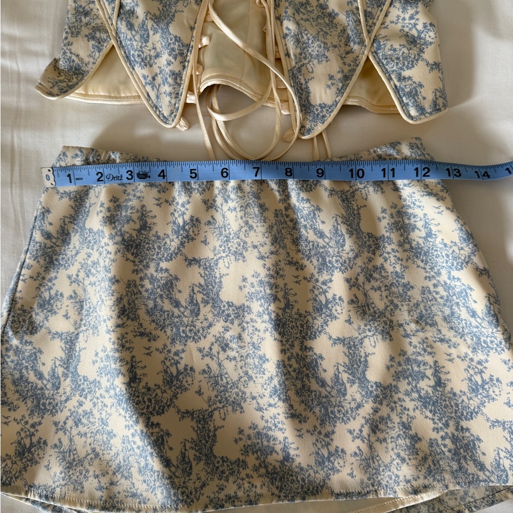 Fait Par Foutch Blue Toile Set (Angelina Corset + Jacqueline Skirt) size xxs - Picture 3 of 16